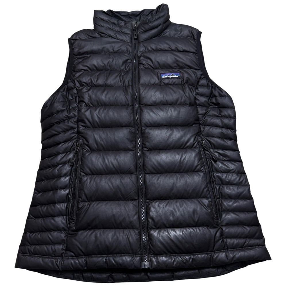 Patagonia Womens Down Sweater Vest Black Puffer Quilted Full Zip 84628 Size S